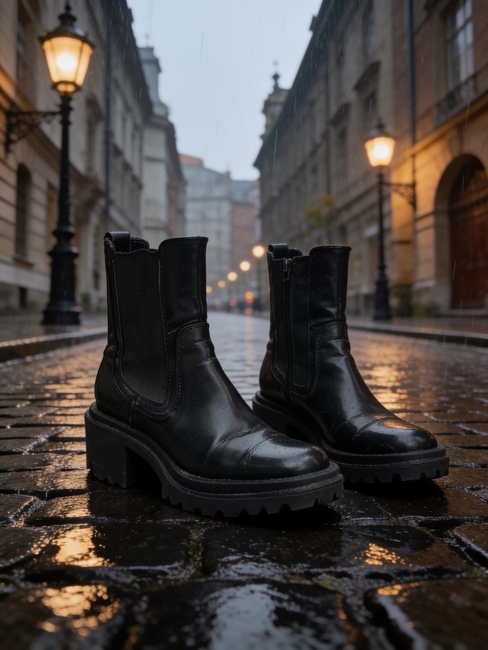 Zara Black Chunky Lug Sole Ankle Boots